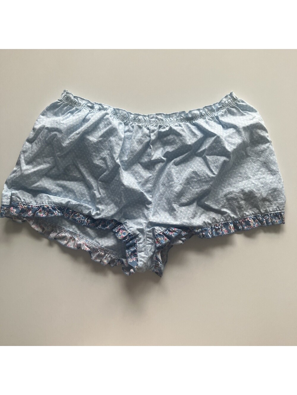 Coquette Polka Dot Floral Frilly Bloomers Shorts Ruffles Cotton Sz M